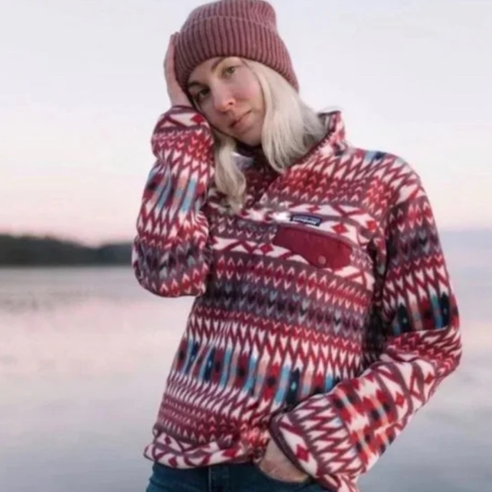 Unisex light Patagonia Synchilla Snap-T Bohemian Print Mock Neck Sweatshirt XS